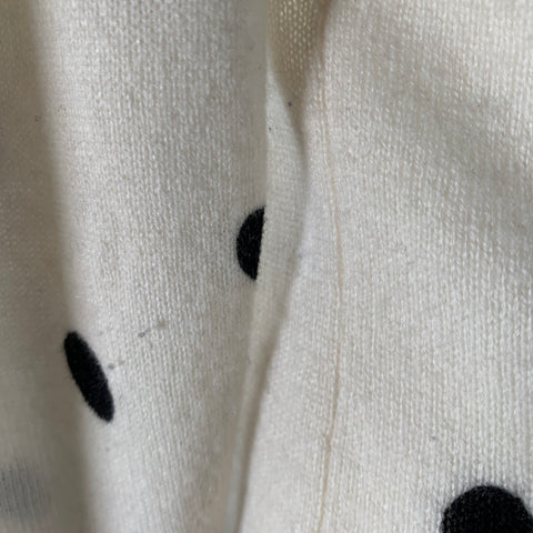 NEIMAN MARCUS Size S Beige Black Cashmere Polka Dot Crew Neck Pullover