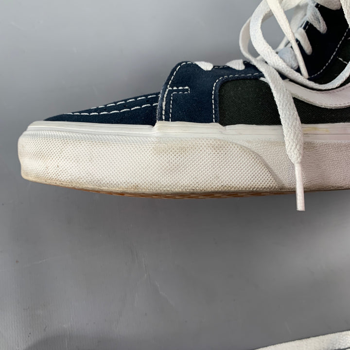 VANS Size 10 Sk8-Hi Green Navy Color Block Canvas High Top Sneakers