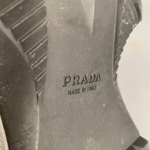 PRADA Size 10.5 Brown Black Leather Ankle Boots