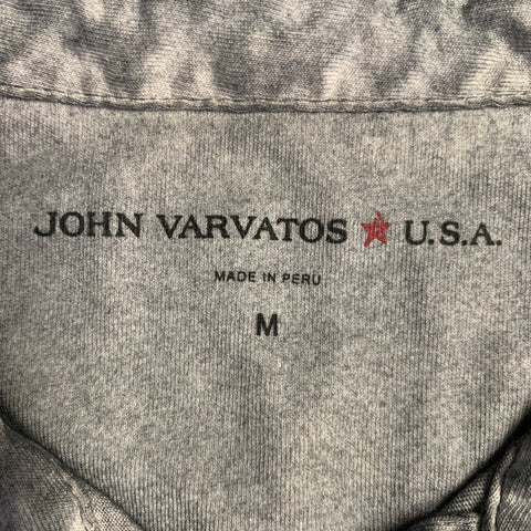 JOHN VARVATOS Size M Grey Marbled Cotton Short Sleeve Polo