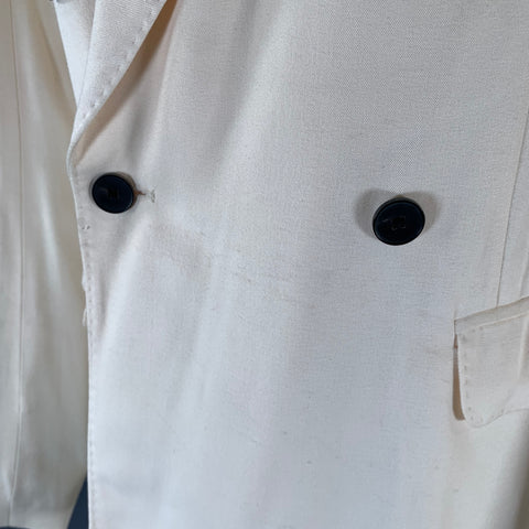 HAIDER ACKERMANN Size 44 Cream Twill Rayon Viscose Double Breasted Blazer