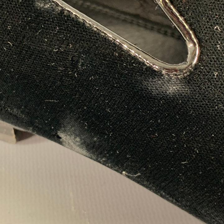 JIMMY CHOO Size 11.5 Black Grey Glitter Velvet Loafers