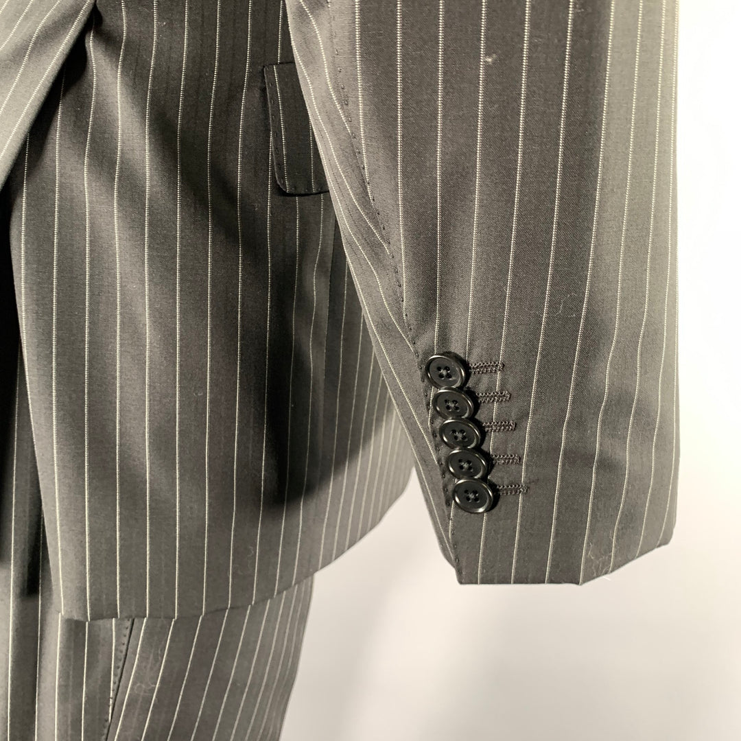 PAUL SMITH Size 38 Black White Pinstripe Wool Notch Lapel Suit