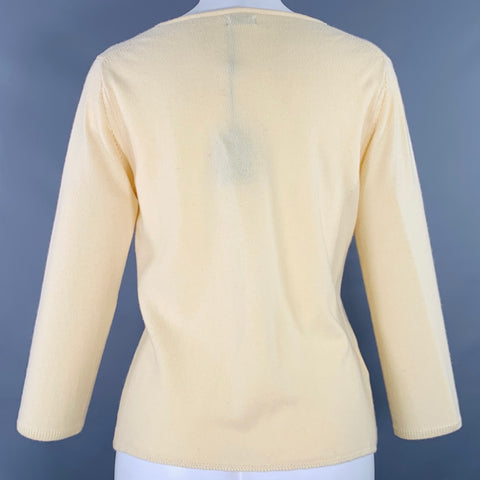 MAXSTUDIO Size M Yellow Cashmere Knit Ruffle Cardigan