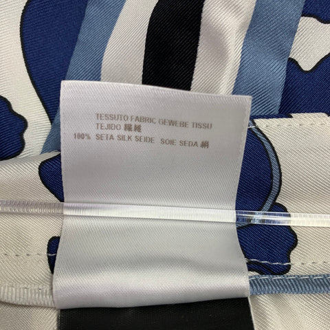 GUCCI Size 32 Blue White Floral Silk Elastic Waistband Casual Pants