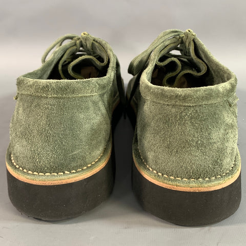 LOEWE Size 12 Green Textured Suede Chukka Lace Up Shoes