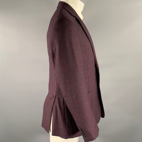 ARMANI COLLEZIONI Size 40 Purple Navy Heather Wool Notch Lapel Sport Coat