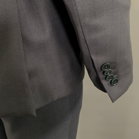 ERMENEGILDO ZEGNA Chest Size 40 Navy Solid Wool Notch Lapel 32 34 Suit