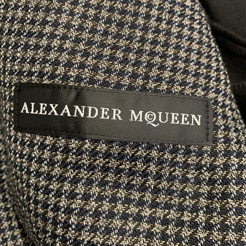 ALEXANDER MCQUEEN Size 44 Grey Black Houndstooth Cotton Blend Sport Coat