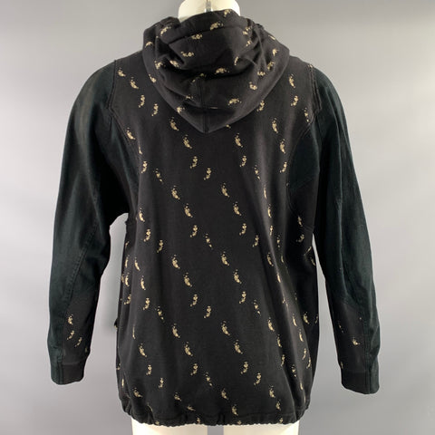 ISSEY MIYAKE Size M Black Beige Graphic Cotton Zip Up Sweatshirt