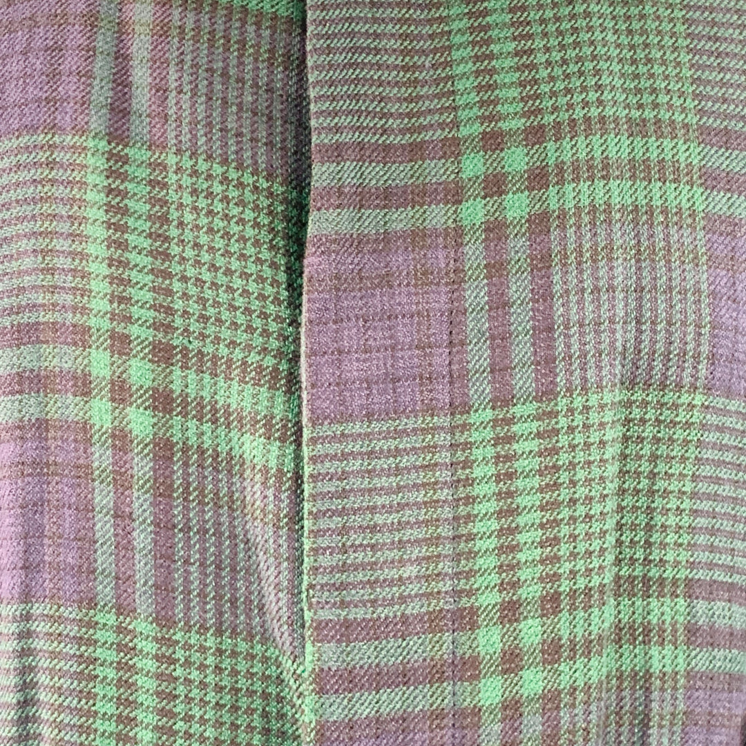 MASSIMO PIOMBO Size 42 Green Black Glenplaid Hidden Buttons Bomber Jacket