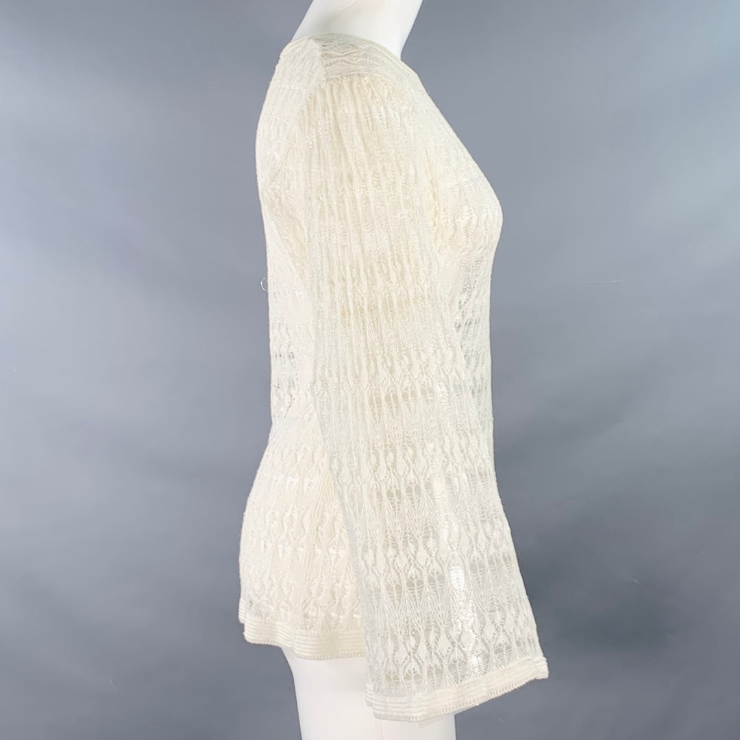 VINTAGE Size M Cream Lace Long Sleeve Casual Top