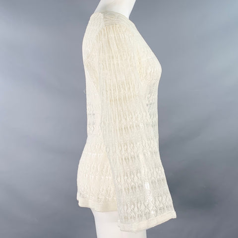 VINTAGE Size M Cream Lace Long Sleeve Casual Top