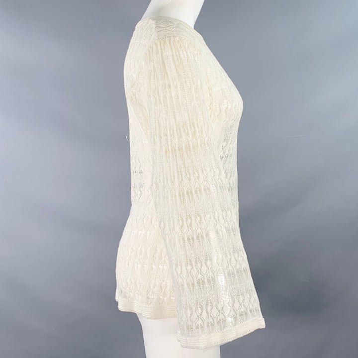 VINTAGE Size M Cream Lace Long Sleeve Casual Top