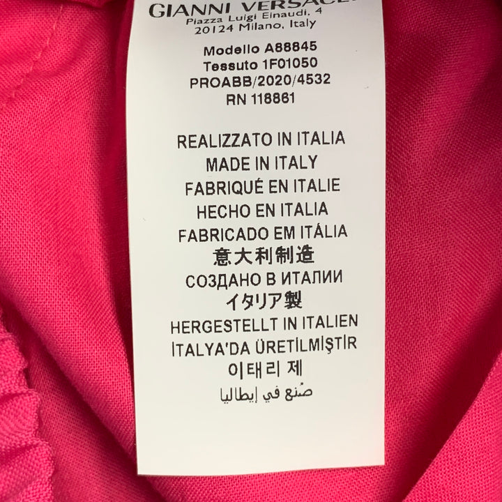 VERSACE Size M Pink Fuchsia Virgin Wool Mohair Pleated Tapered Casual Pants