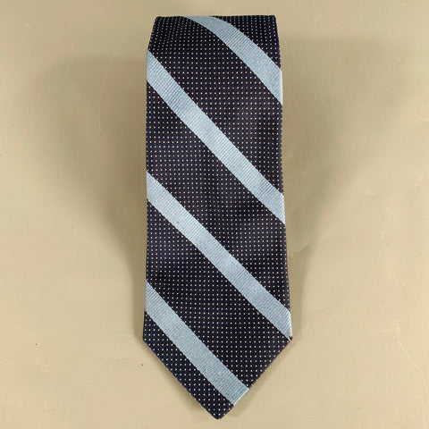 OXXFORD CLOTHES Navy Blue Diagonal Stripe Silk Tie
