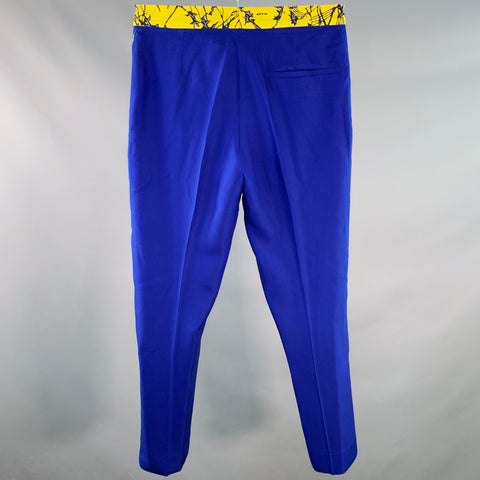 HAIDER ACKERMANN Size 32 Blue Yellow Black Wool Blend Button Fly Casual Pants