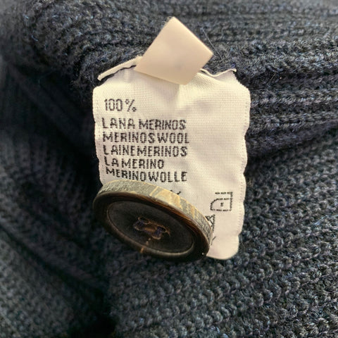 LANVIN Size M Navy Knit Merino Wool 2 Pockets Cardigan
