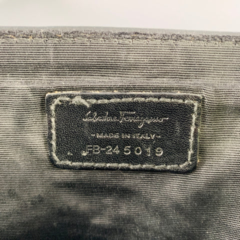 SALVATORE FERRAGAMO Black Pebble Grain Leather Double Buckle Messenger Bag