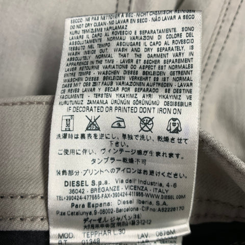DIESEL FW16 Size 27 Tepphar Grey Distressed Cotton Blend Slim Jeans