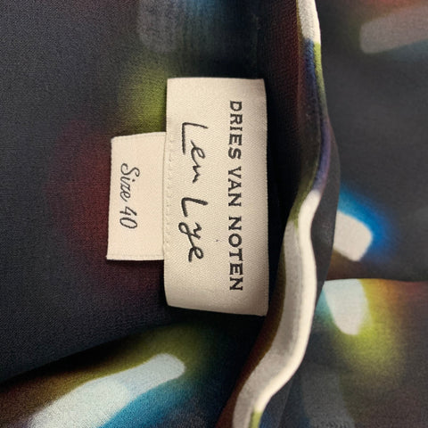 DRIES VAN NOTAN SS 21 Talla 8 Vestido túnica con estampado de seda multicolor negro
