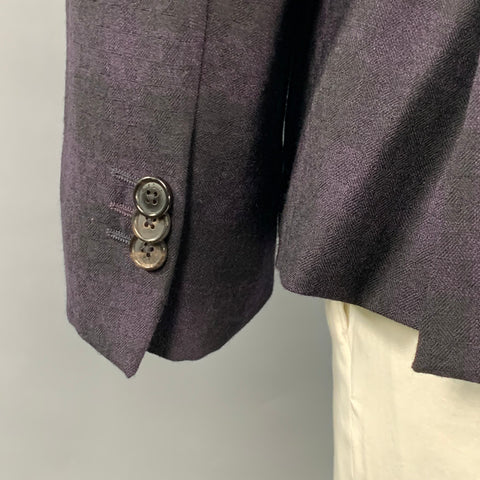 PAUL SMITH Size 44 Soho Purple Black Plaid Wool Notch Lapel Sport Coat