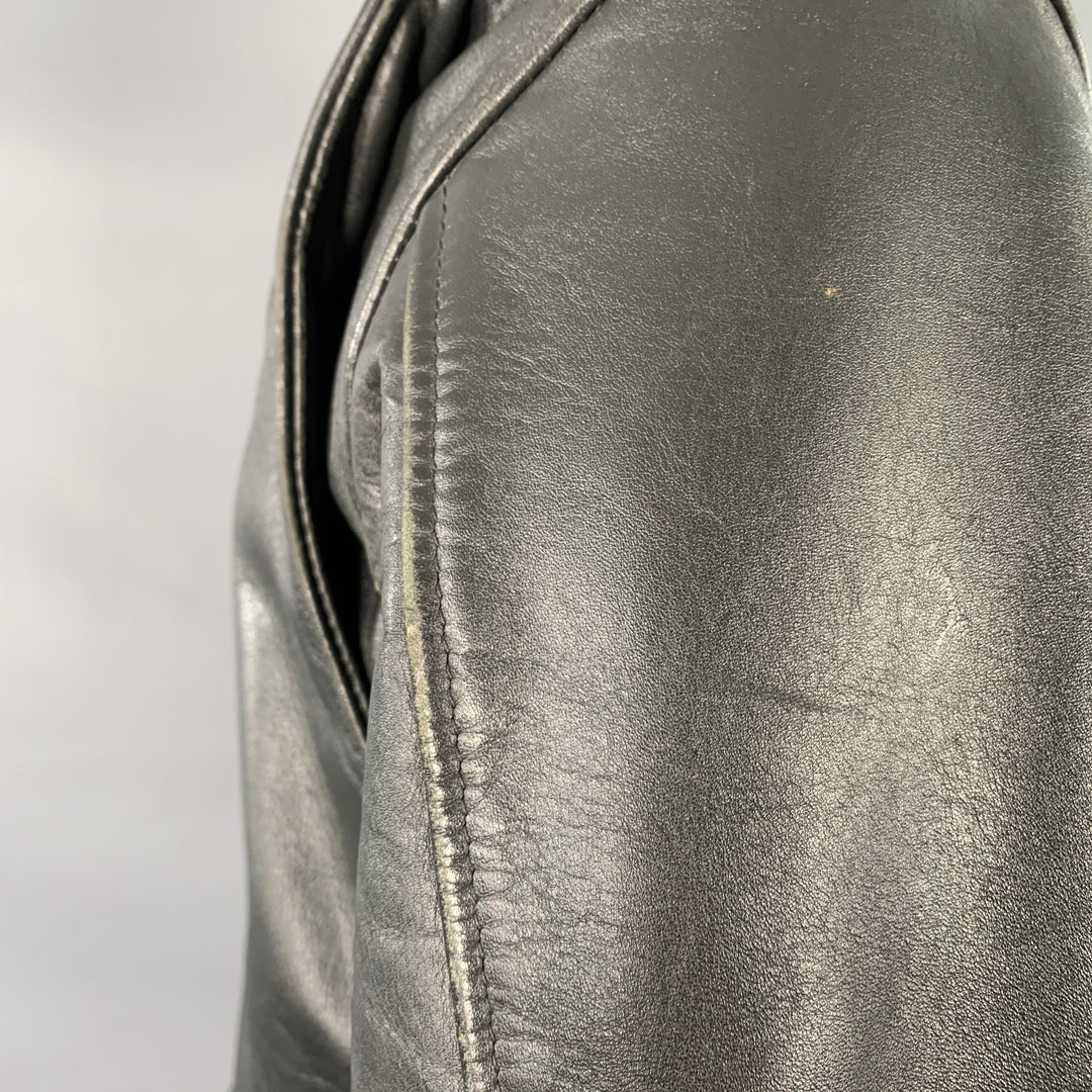 MR. S LEATHER Size 38 Black Leather Motorcycle Zip Up Jacket