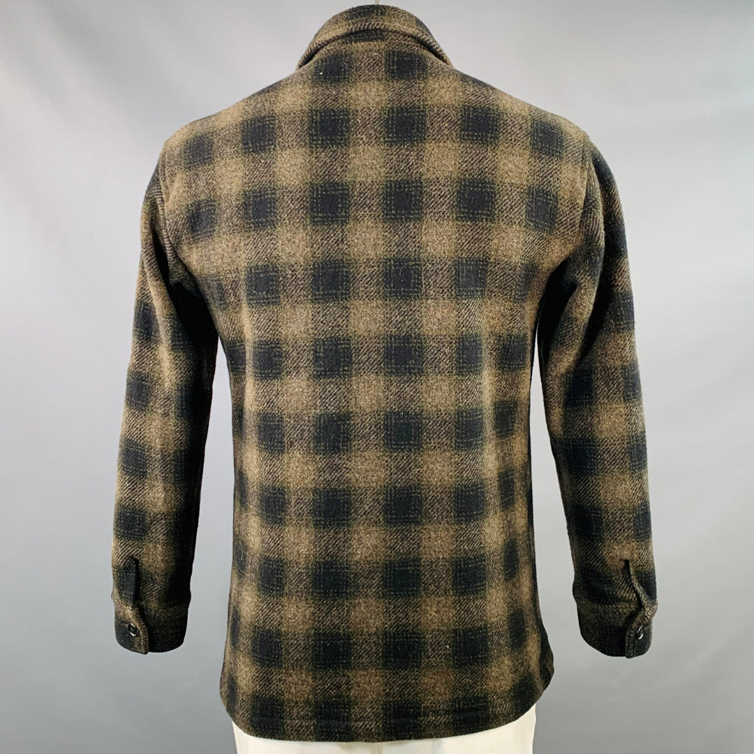 PENDLETON Size L Brown Black Checkered Wool Worker Jacket