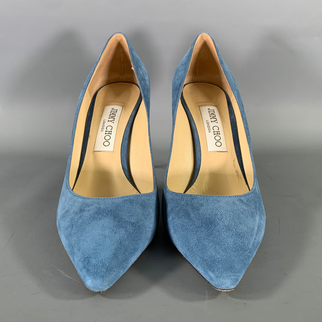 JIMMY CHOO Size 9 Blue Suede J0001474039 Suede Pumps