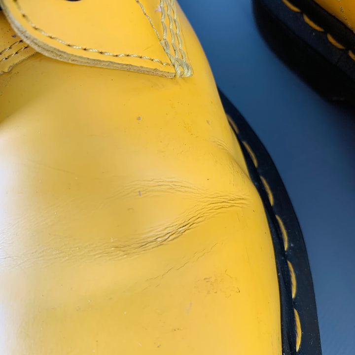 DR. MARTENS Size 8 Yellow Leather Lace-Up Boots