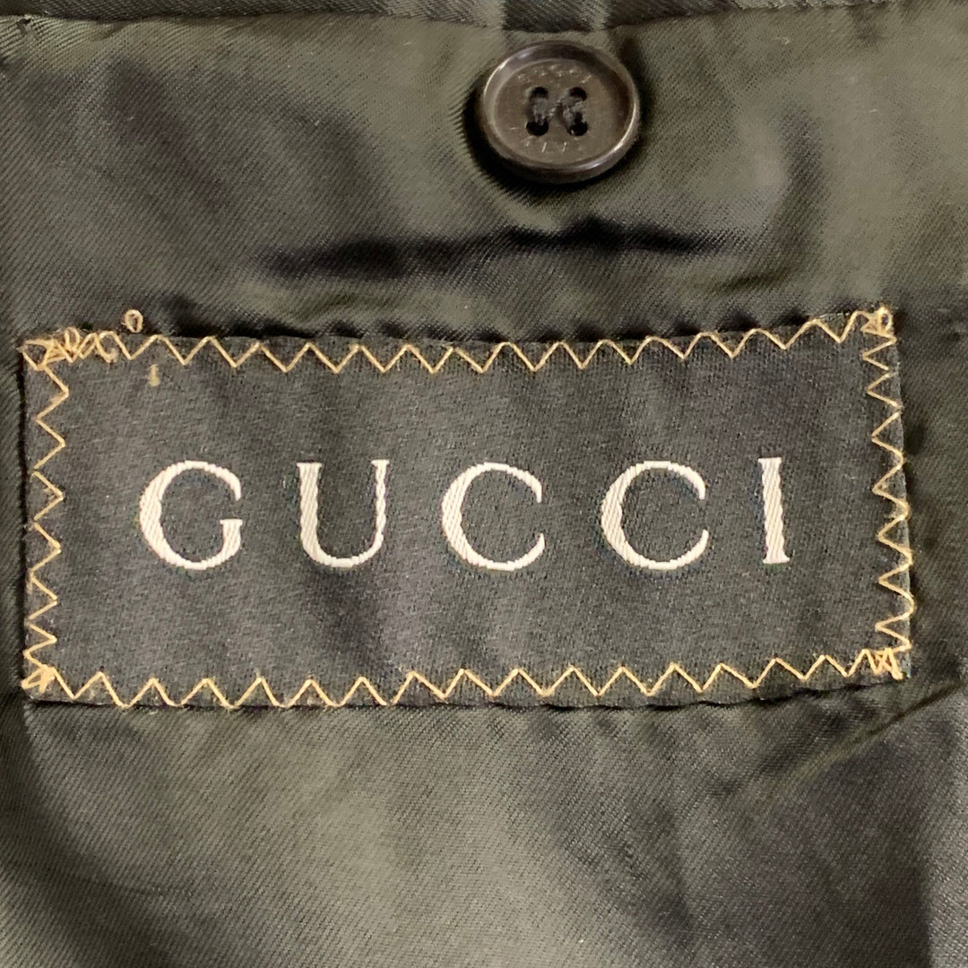 GUCCI Size 42 Black Wool Twill Epaulets Notch Lapel Sport Coat