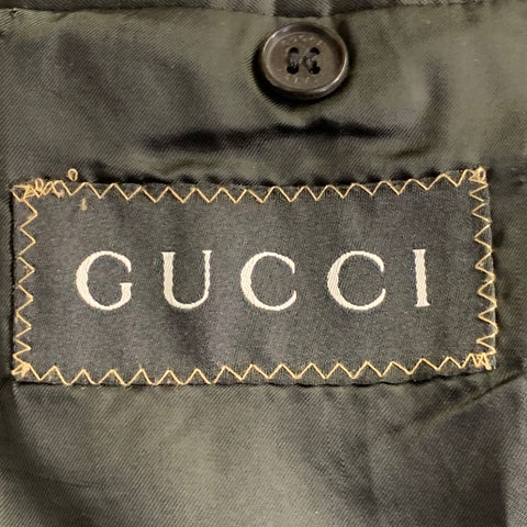 GUCCI Size 42 Black Wool Twill Epaulets Notch Lapel Sport Coat