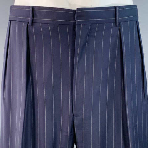 Costume 3 pièces POLO by RALPH LAUREN taille 42 Regular, laine vierge, rayé bleu marine et gris
