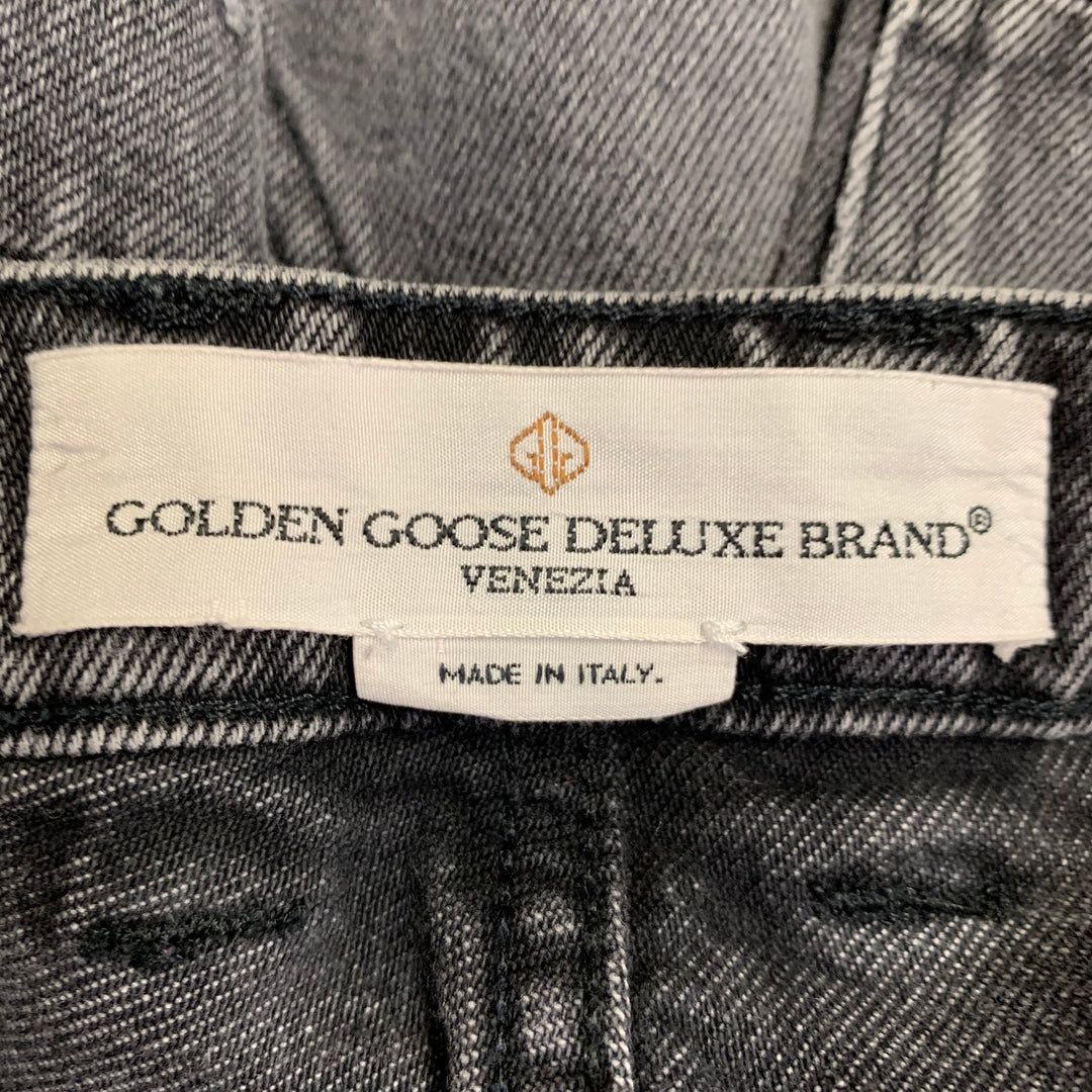 GOLDEN GOOSE Size M Grey Cotton Tapered Distressed Jeans