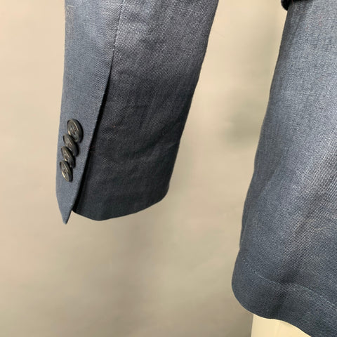 JOHN VARVATOS * U.S.A. Size 36 Regular Blue Linen Peak Lapel Sport Coat