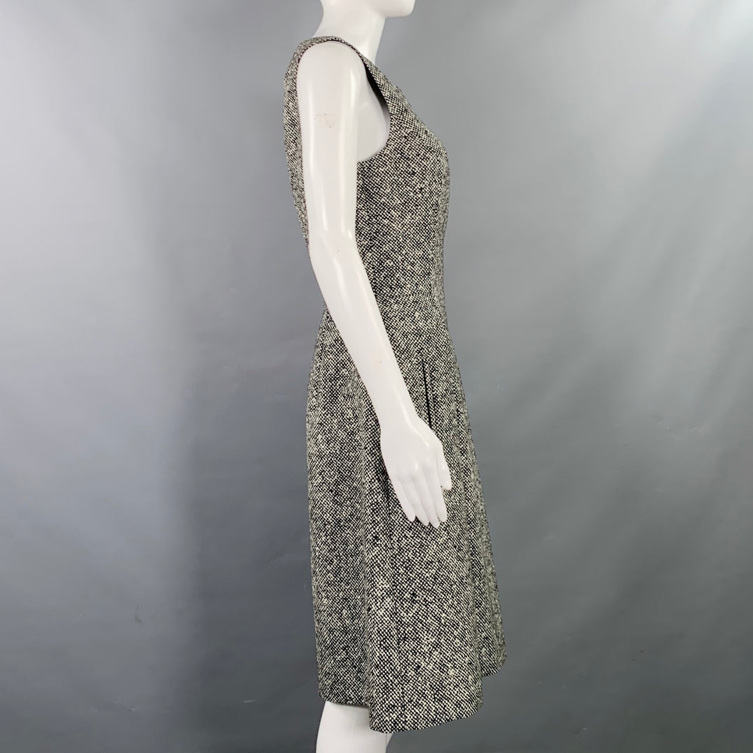 MICHAEL KORS COLLECTION Size 8 Black White Wool Blend Tweed Dress Jacket Set