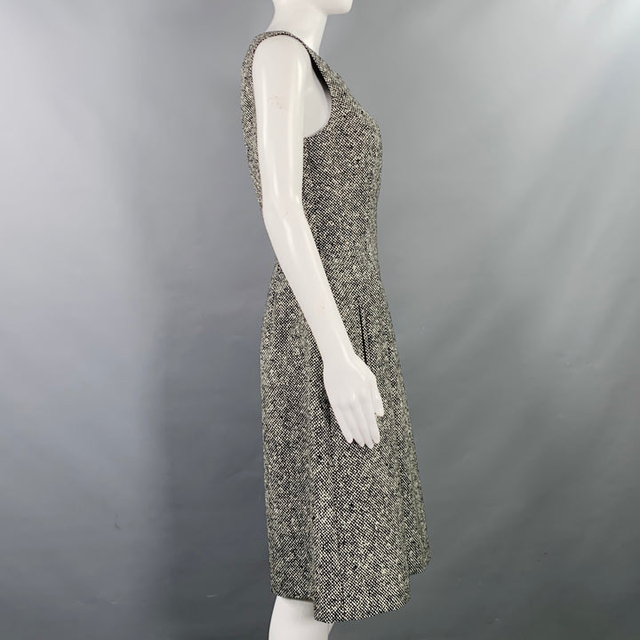 MICHAEL KORS COLLECTION Size 8 Black White Wool Blend Tweed Dress Jacket Set