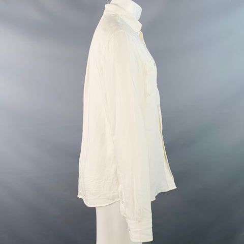 JOHNNIE-O Size M Cream Linen Blend Button Down Collar Two Pockets Long Sleeve Shirt
