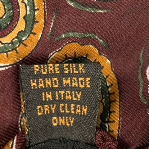 FENDI Burgundy Beige Paisley Silk Tie