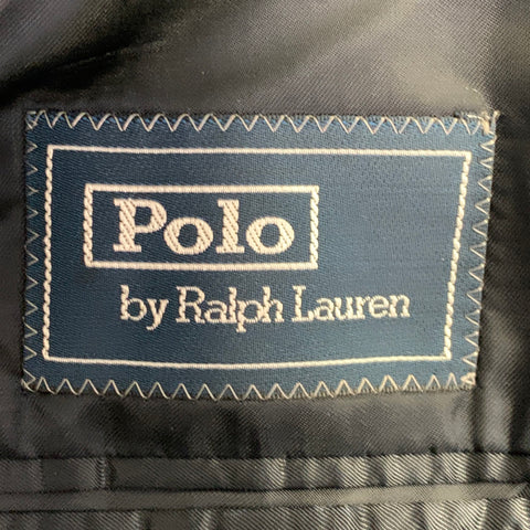POLO by RALPH LAUREN Size 40 Regular Navy Grey Checkered Virgin Wool 3 Piece Suit