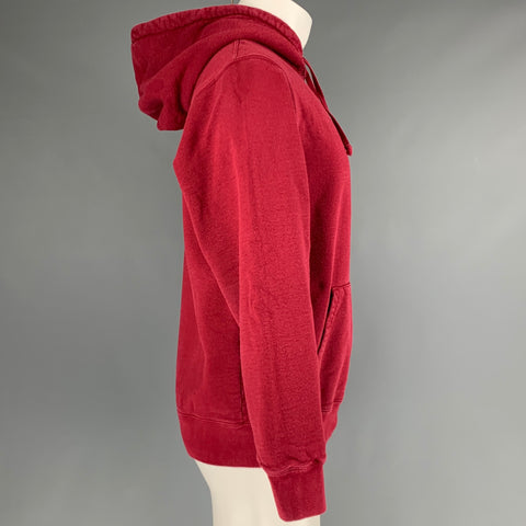SUPREME Size M Burgundy Gold Embroidery Cotton Hoodie Sweatshirt