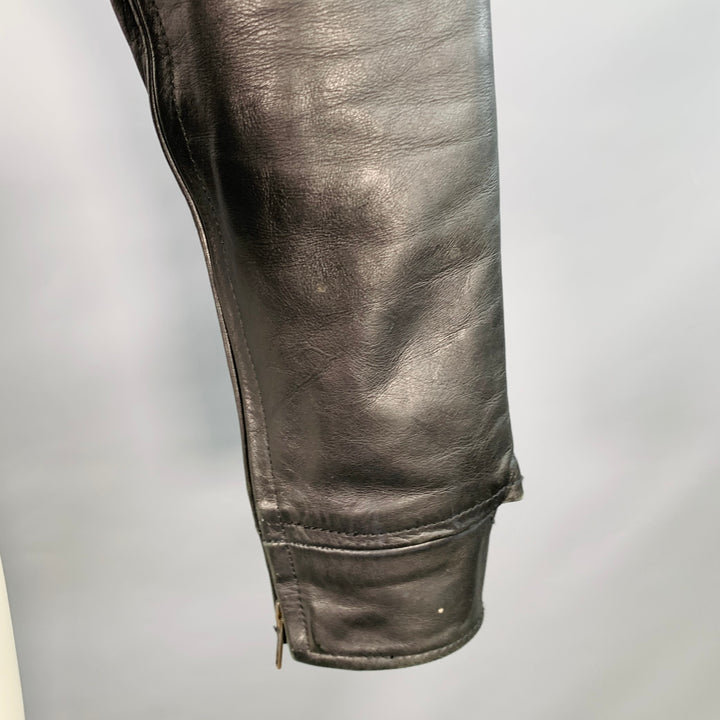 AL'S ATTIRE Size S Black Leather Studs Club Collar Jacket