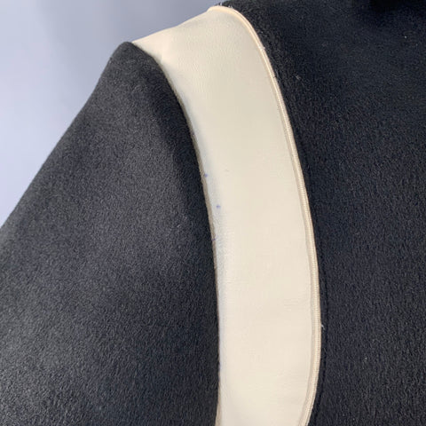 CELINE Size L Black White Patch Cotton Hooded Varsity Jacket
