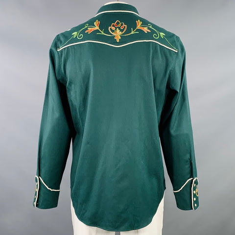 RRL by RALPH LAUREN Size XL Green Multi Color Embroidery Western Long Sleeve Shirt