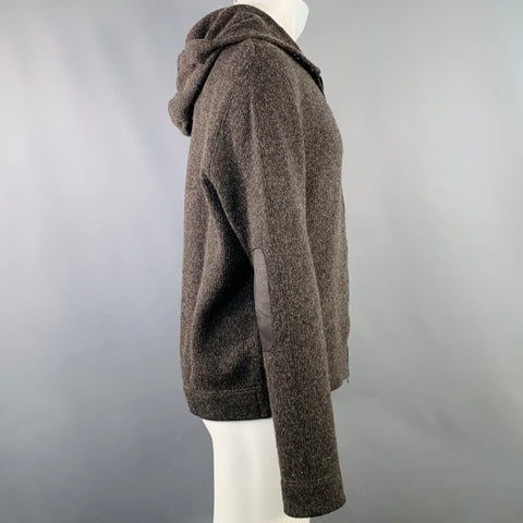 JOHN VARVATOS Size M Brown Heather Wool Camel Hooded Zip Up Sweater