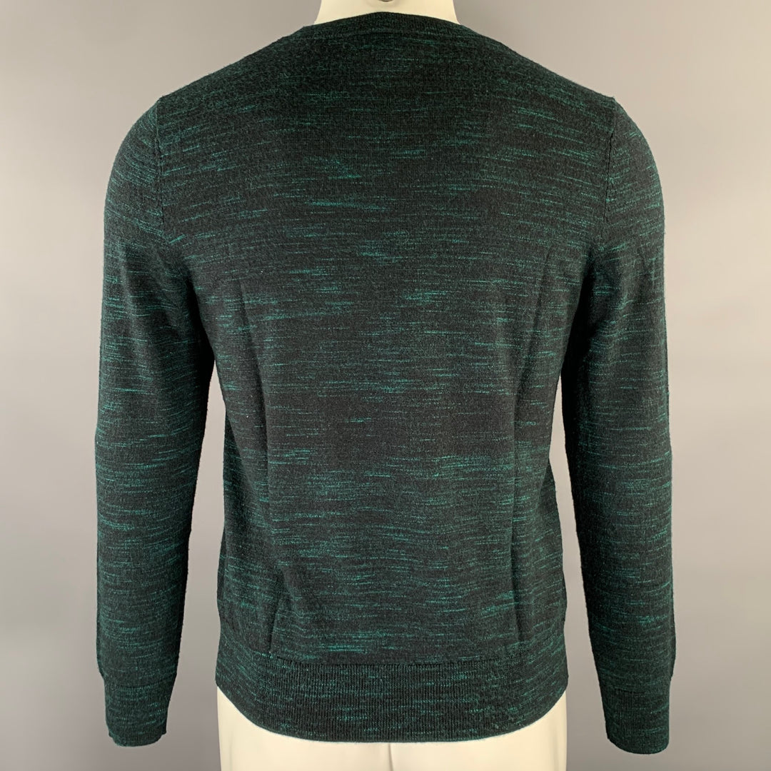 A.P.C. Size M Green Black Melange Wool Ribbed Pullover