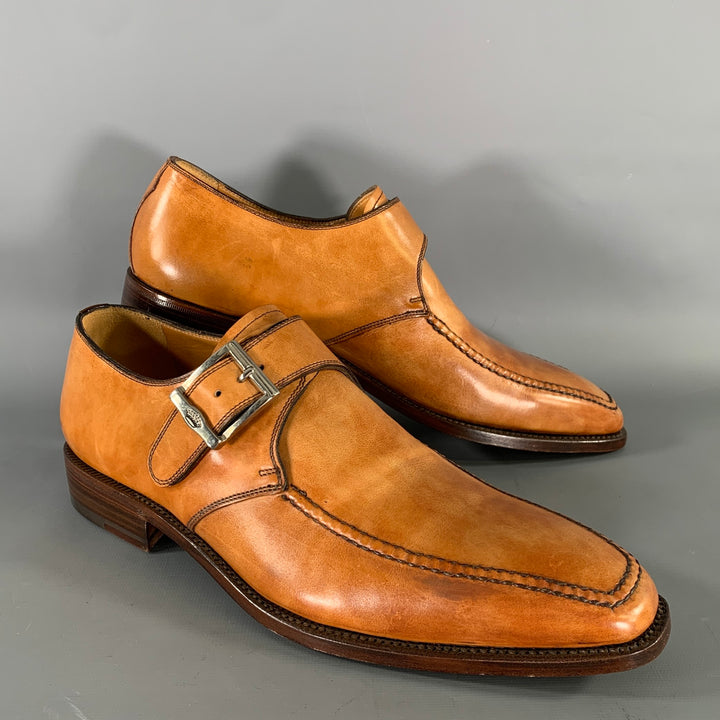 BARRETT Size 9.5 Tan Brown Leather Monk Strap Loafers