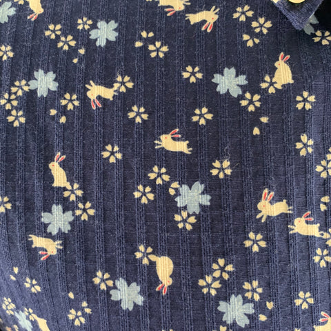 LEVI'S Size M Navy Blue Floral Rabbit Print Cotton Long Sleeve Shirt