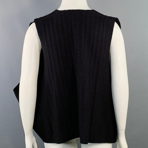 ESKANDAR Size L Brown Purple Wool Cashmere Ribbed Open Front Vest