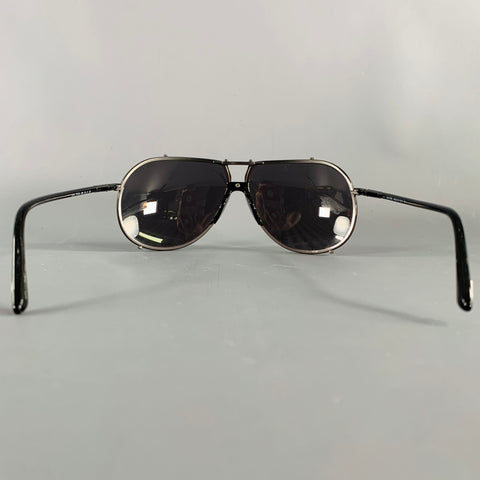 TOM FORD Luca Black Metal Acetate Aviator Sunglasses